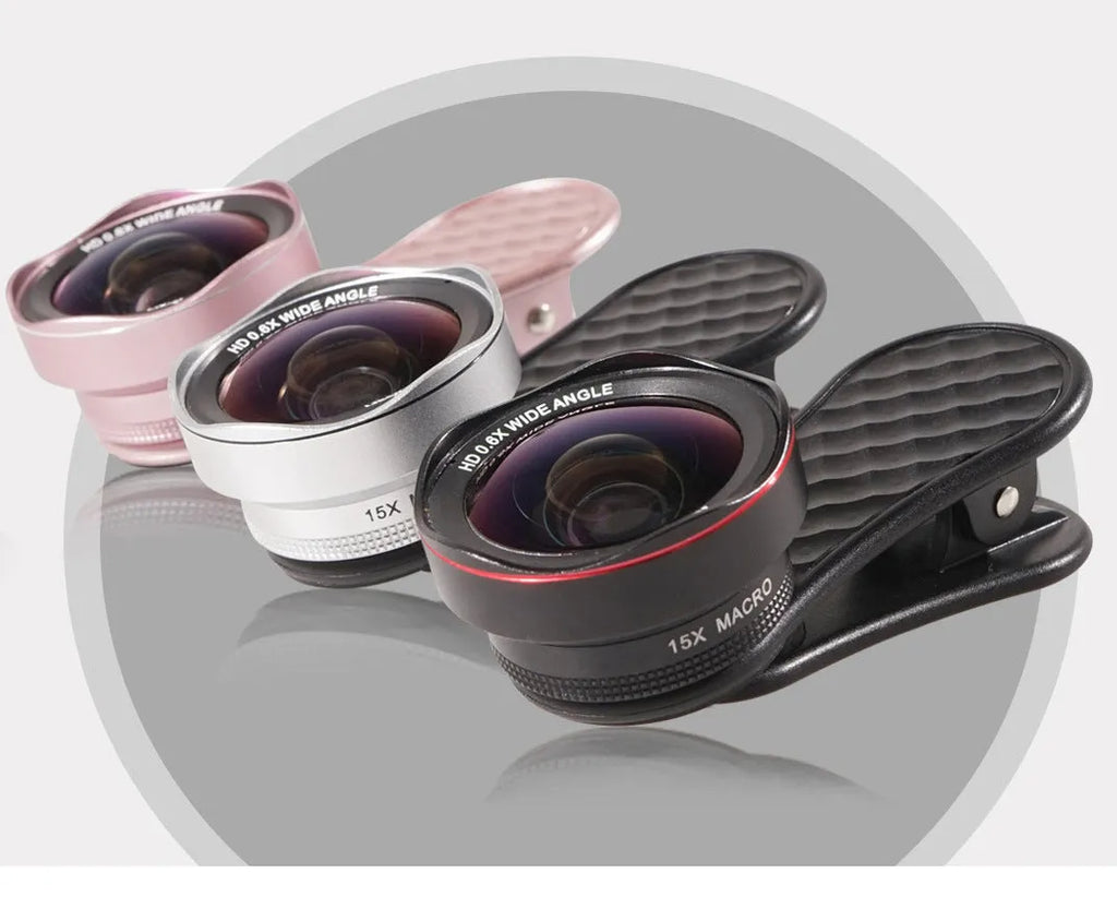 LQ-046 mobile phone wide-angle and macro lens kit with clip and storage box