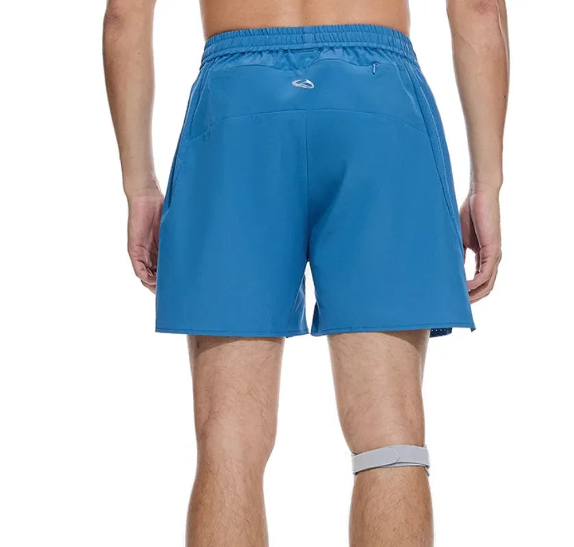 Men's black running shorts with laser punching detail and stretch fabric