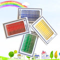 Colour-coded plastic microscope slides set with plant rhizomes and insect specimens for children's observation