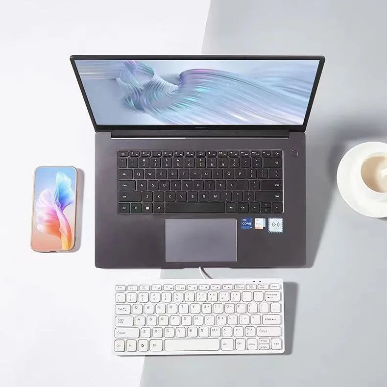 Mini wired USB keyboard in four colours with noiseless keys for laptop and desktop use