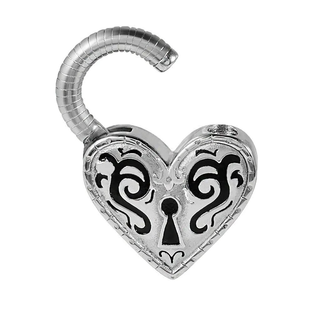 Heart-shaped stainless steel earring in steel colour close-up showing electroplated finish.