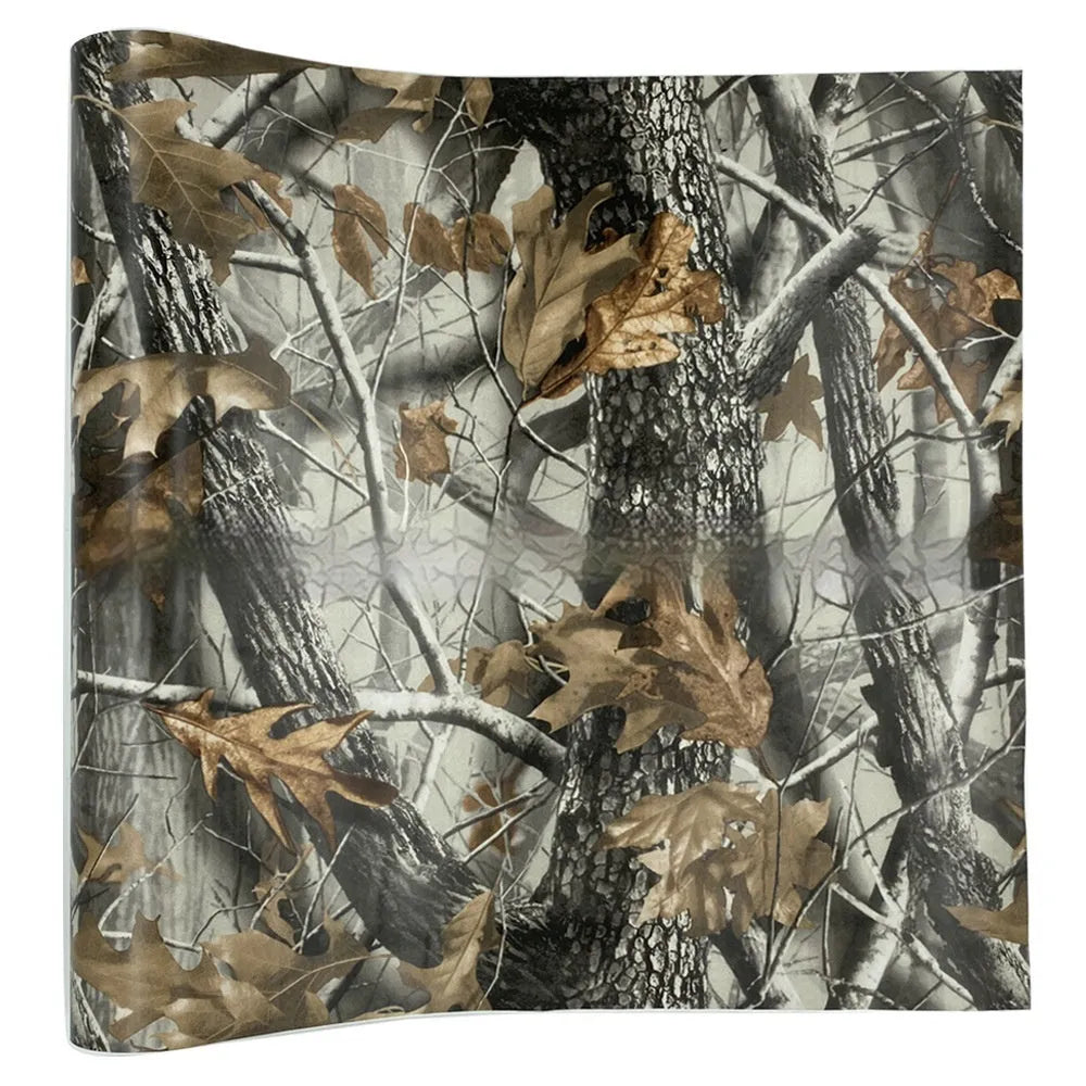 Forest grass camouflage car wrapping film in black carbon fibre style, 152cm wide, super flexible polymer PVC mask