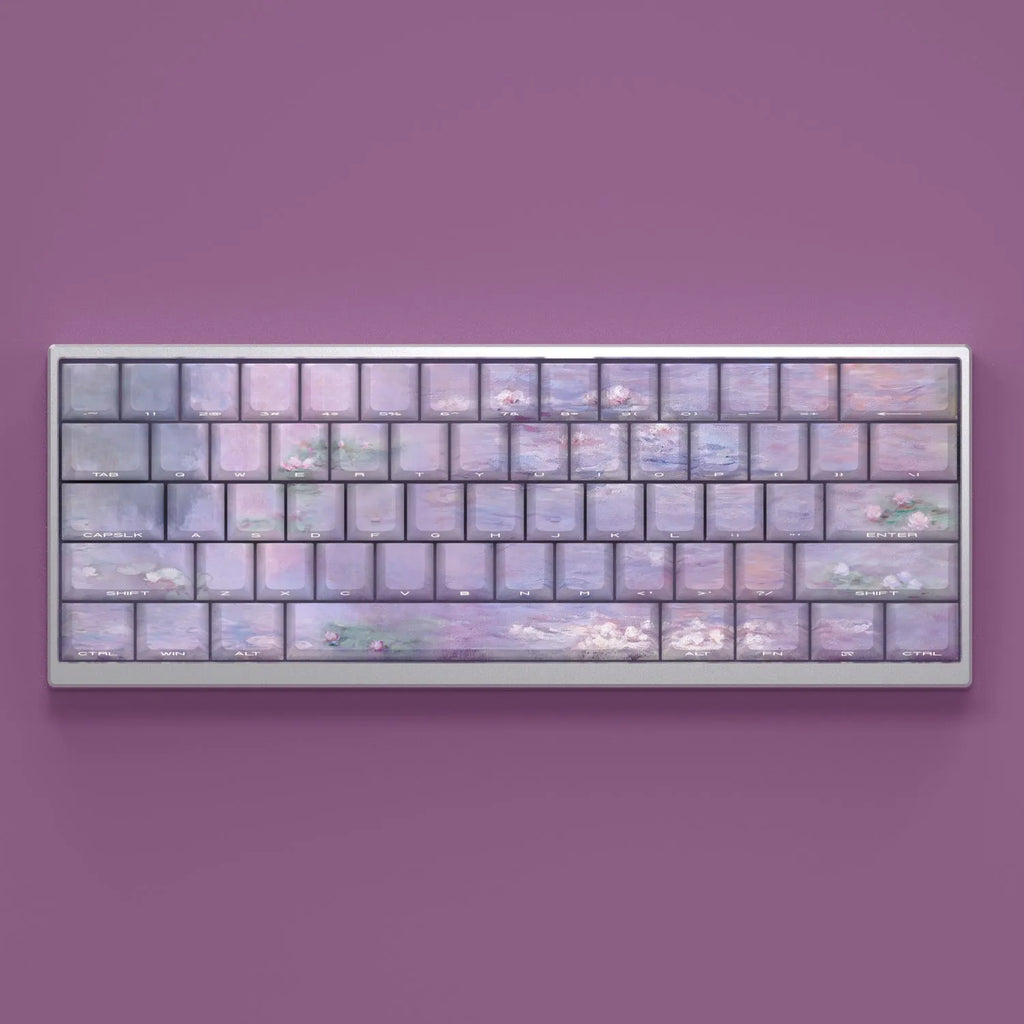 Wenshao Sleeping Lotus side carved PBT keycap set 130 keys OEM profile with backlight visible through side engraving