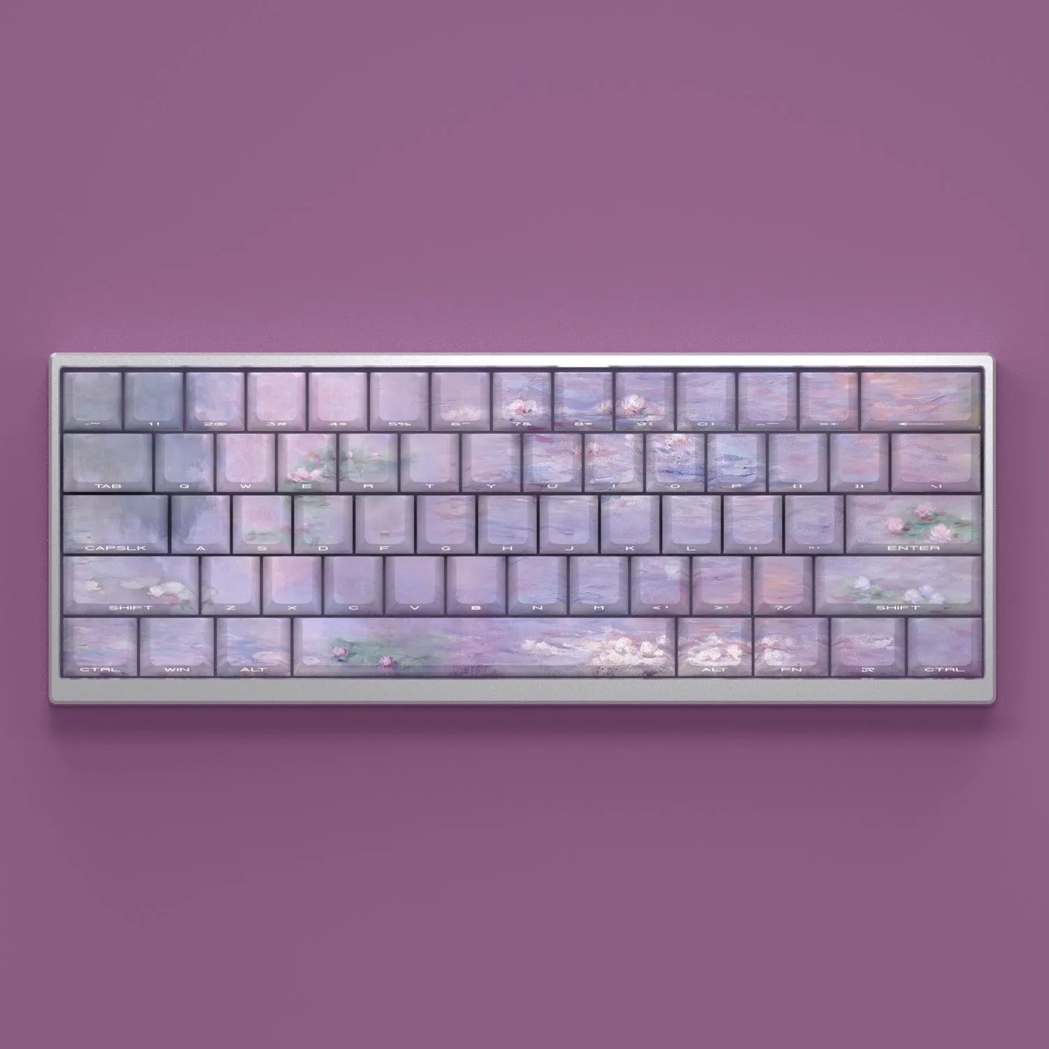 Wenshao Sleeping Lotus side carved PBT keycap set 130 keys OEM profile with backlight visible through side engraving