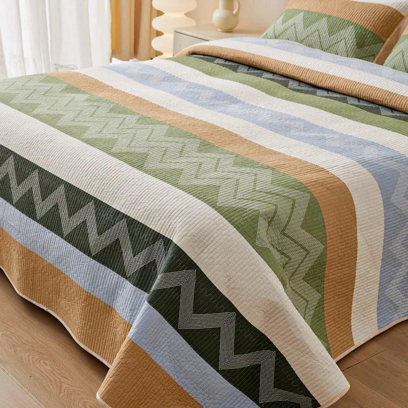 Pure cotton printed bed sheet set in bedspread-style design for 2.2 metre beds