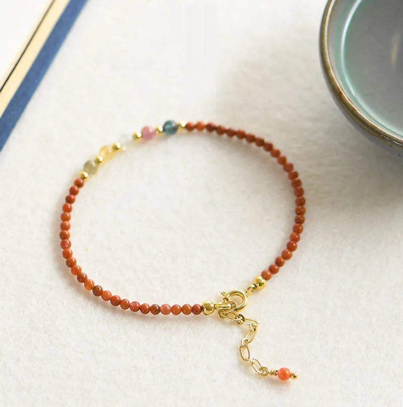 Natural freshwater pearl bracelet with crystal geometric design on braided rope, women's simple style