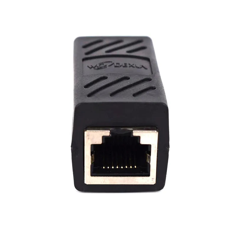 Black RJ45 network cable butt joint extender adapter with rotary union for Ethernet cable extension