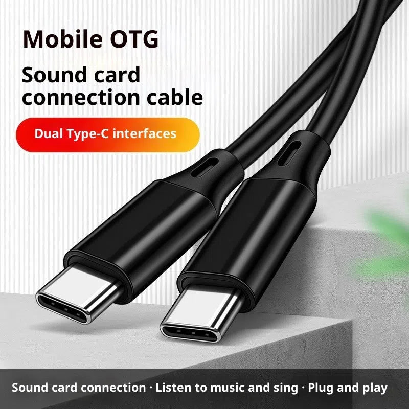 OTG transfer live sound card data cable 1.4m silicone black with Type-C to Apple connector