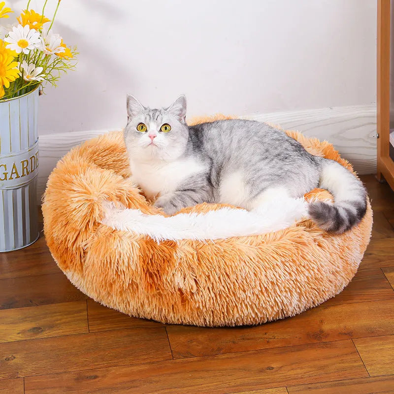 Waterproof semi-surrounded cloth dog kennel in champagne colour showing den-like structure