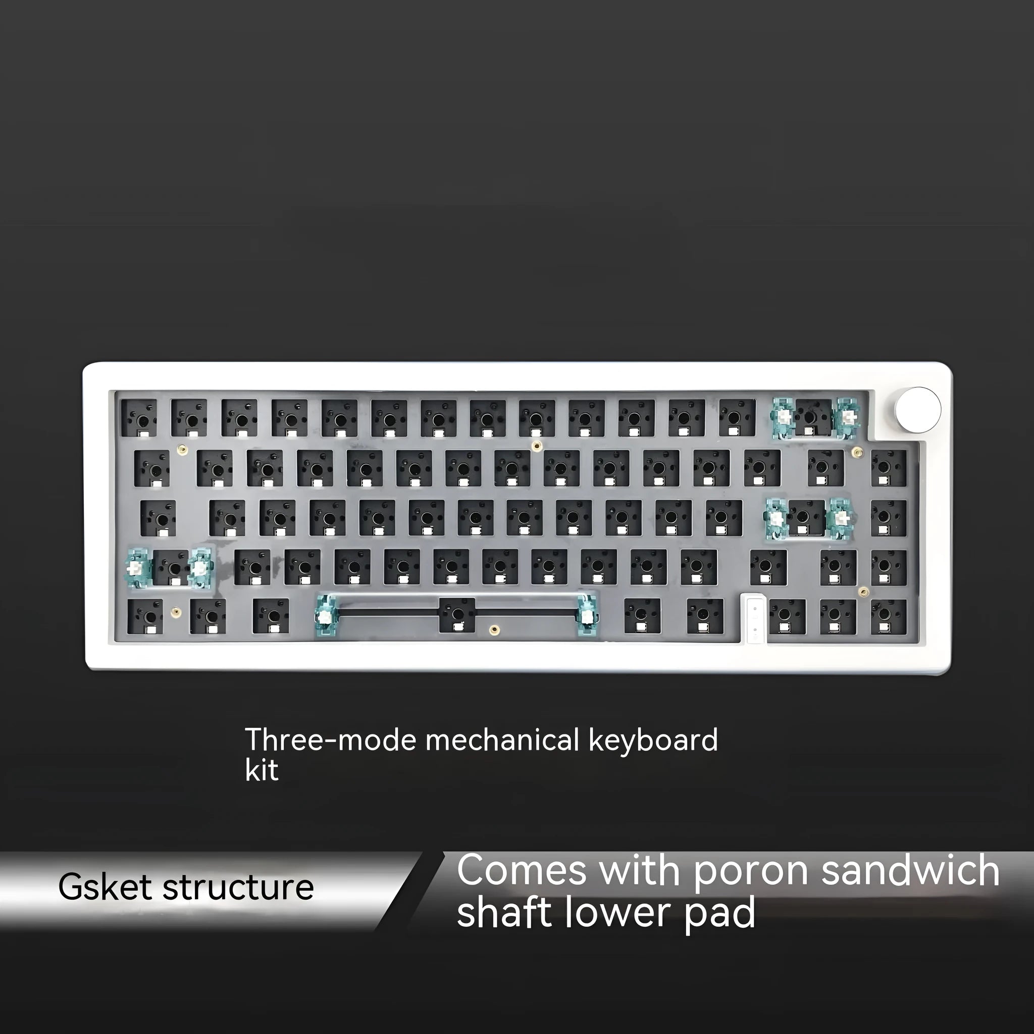 DIY mechanical keyboard kit with knob support and RGB lighting in seven colour options