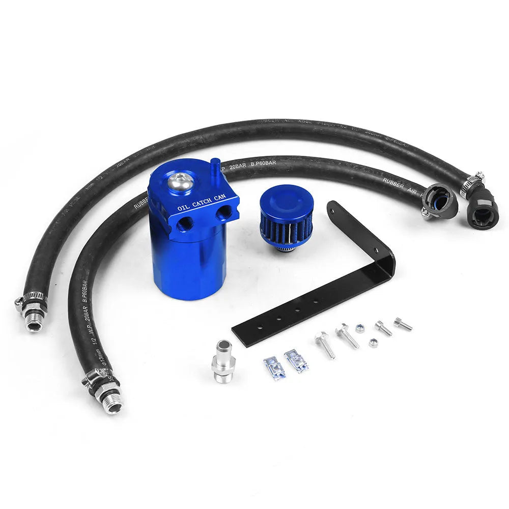 Aluminum alloy oil separator for Ford Expedition in choice of black, red, blue, or silver.