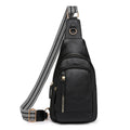 Women's soft PU crossbody chest bag with zipper compartments in street trend style