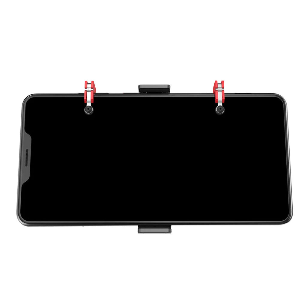 Black phone gaming trigger bracket with adjustable metal trigger and telescopic clip