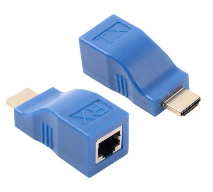 HDMI extender transmitter and receiver pair with CAT-5e/6 cable connection for 30 metre 1080P extension