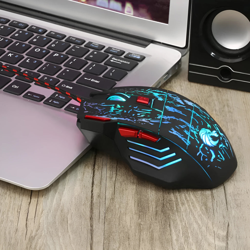 H300BK colour wired USB gaming mouse with luminous lighting effects and ergonomic design
