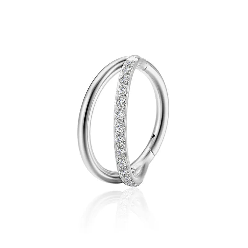 F136 titanium alloy nose ring in silver finish with diamond treatment and 10mm post