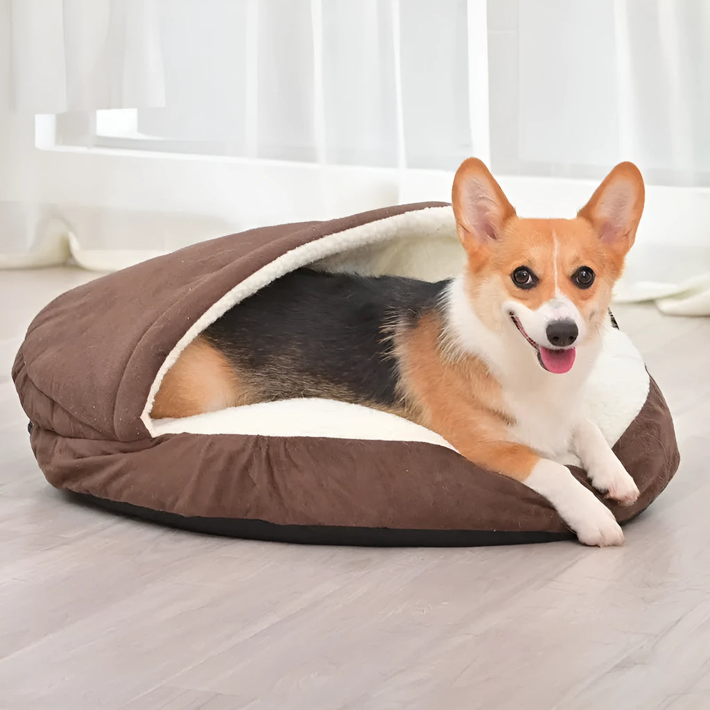 Brown and grey removable cloth dog kennel in medium and small sizes