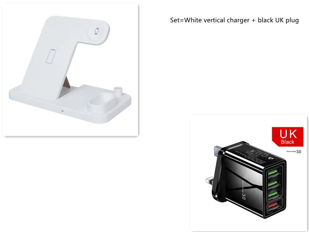 4-in-1 wireless charging station with adjustable magnetic stand for phone and Apple Watch