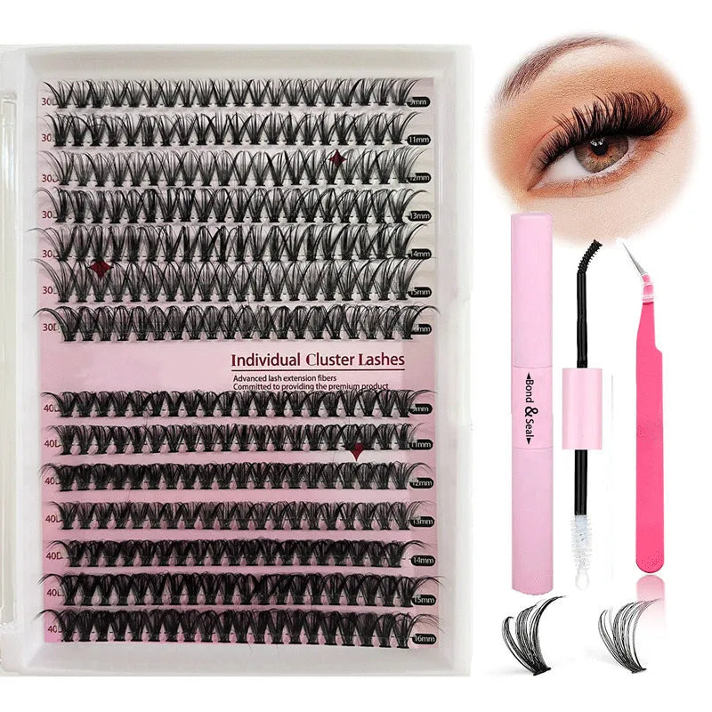 DIY cluster lashes mixed package false eyelashes 30D 40D high-grade fiber 9-16mm with tweezers