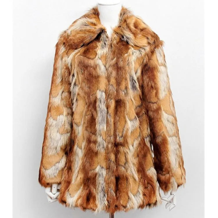 Women's tiger print faux fur leather jacket shown in street fashion style