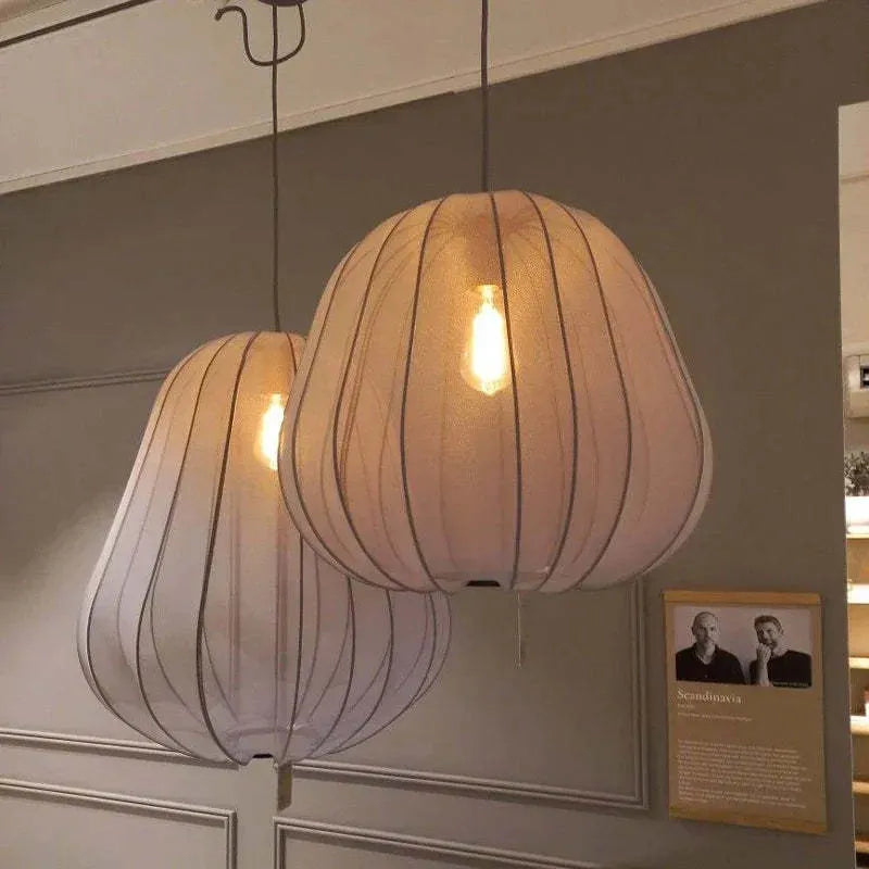 Japanese style pumpkin pendant ceiling lamp with iron construction and LED light source