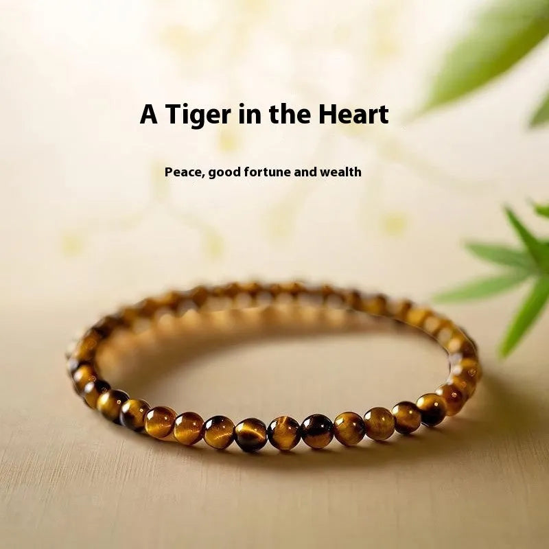 Geometric tigereye bracelet in New Chinese style with round beads