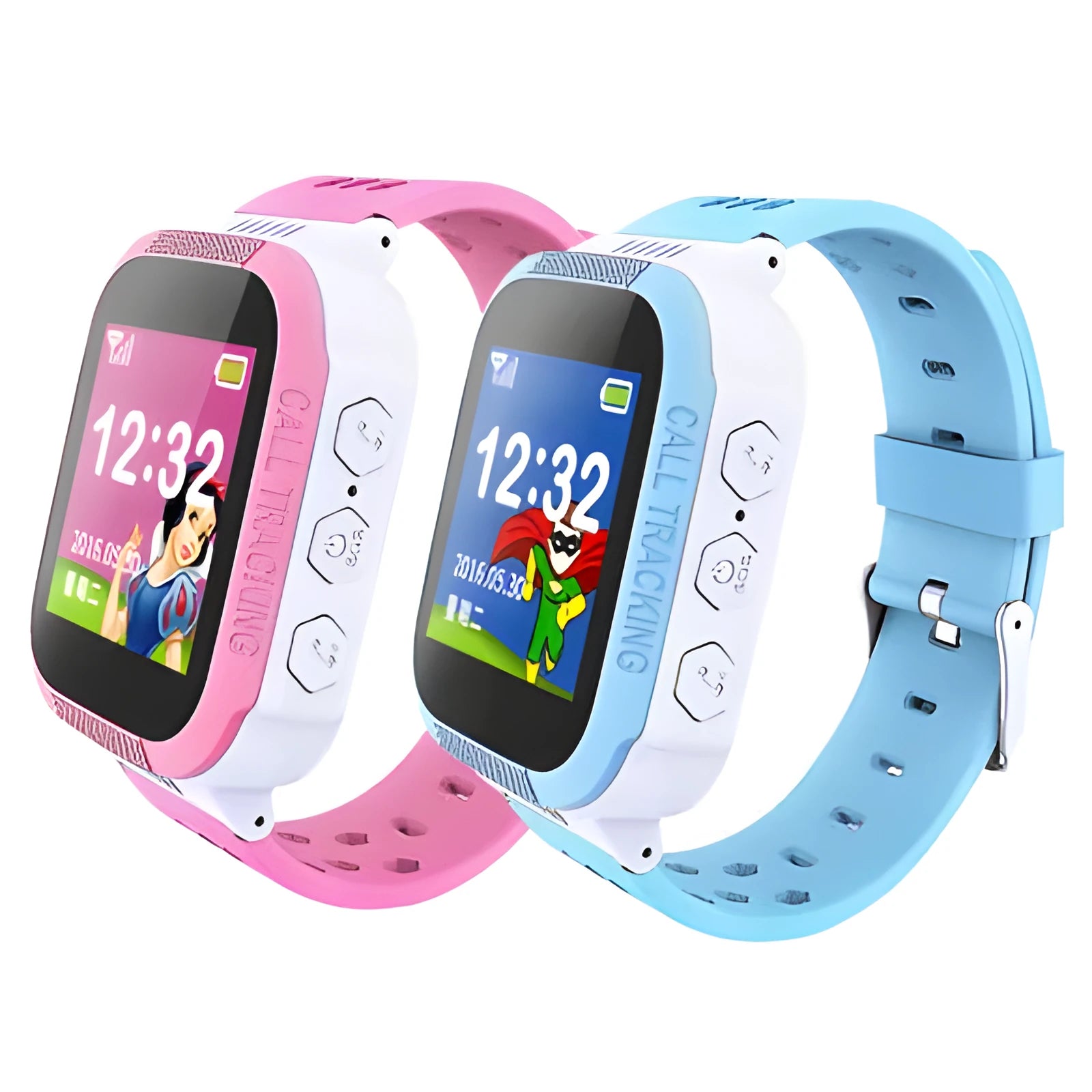 Blue children's phone watch with 1.44 inch screen showing time display