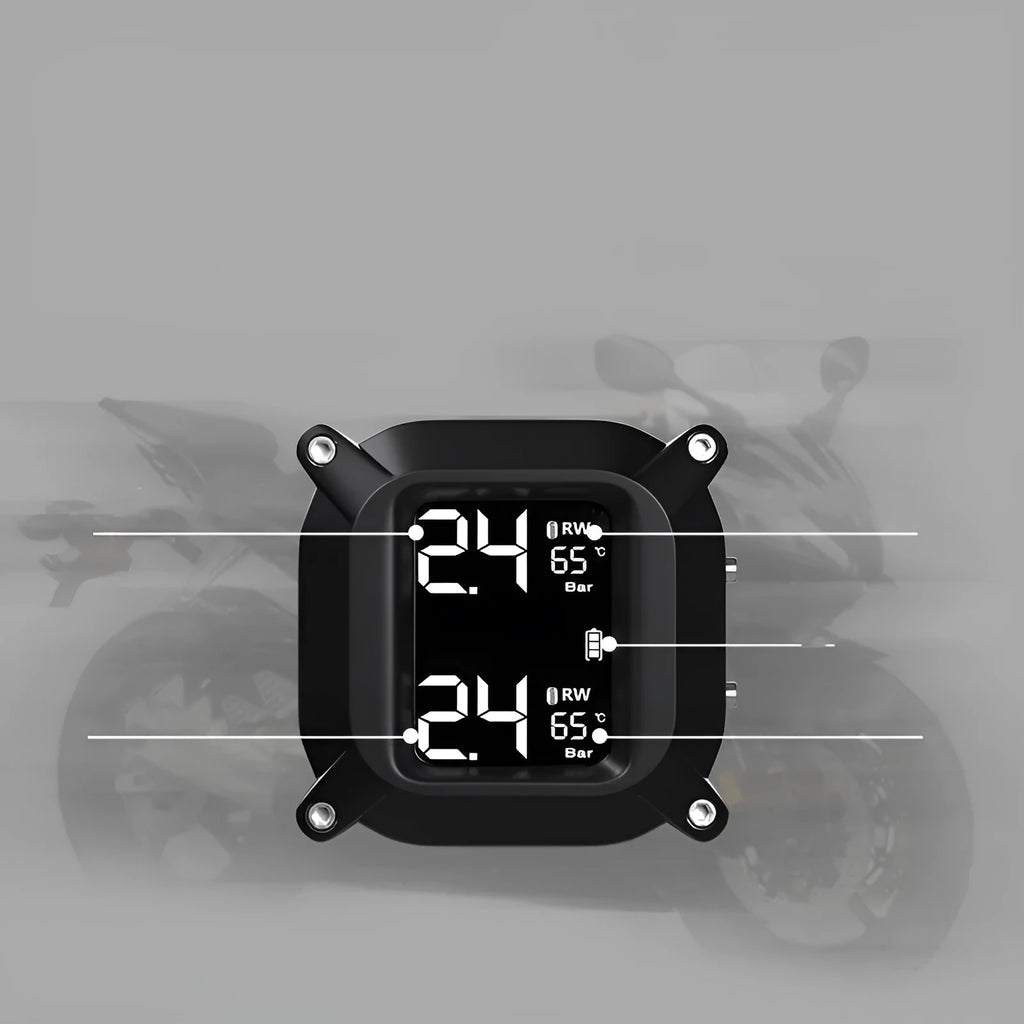 Motorcycle wireless tire pressure monitoring system digital display black portable mini TPMS for two-wheeled trailer