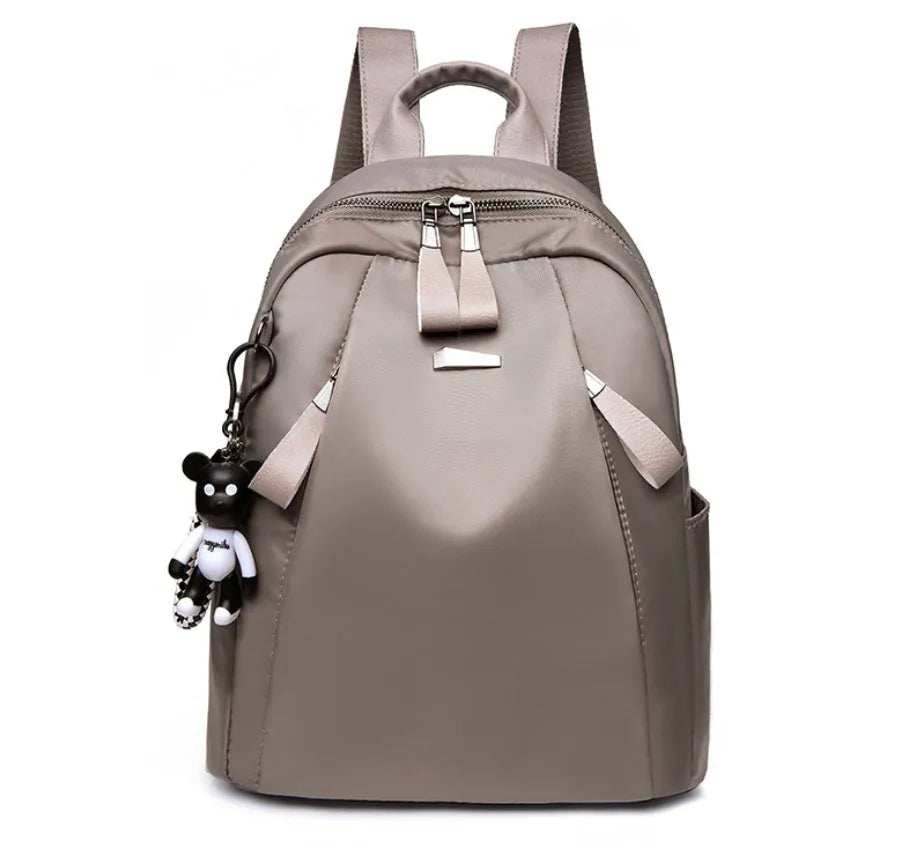 Medium square rucksack in Oxford cloth with phone compartment and double straps