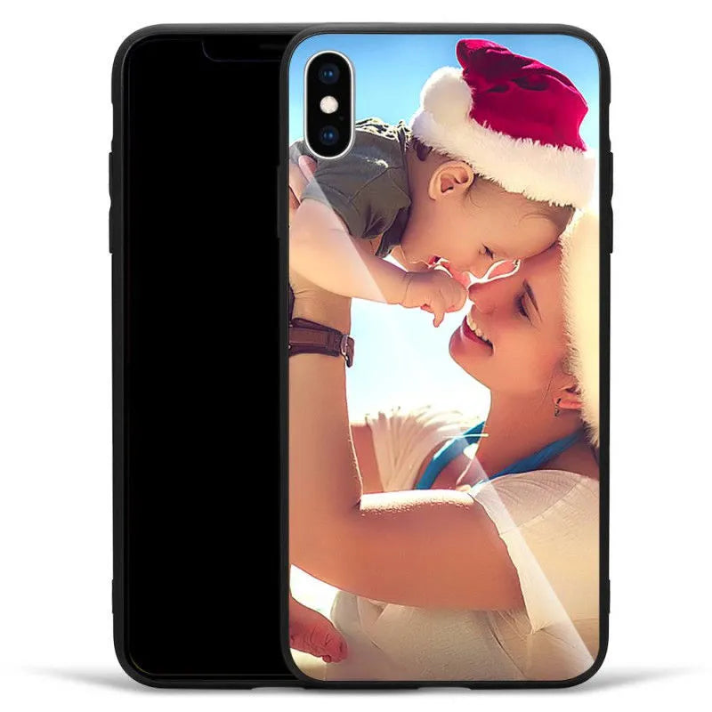 A patterned smartphone case for iPhone with a raised edge around the camera and screen.