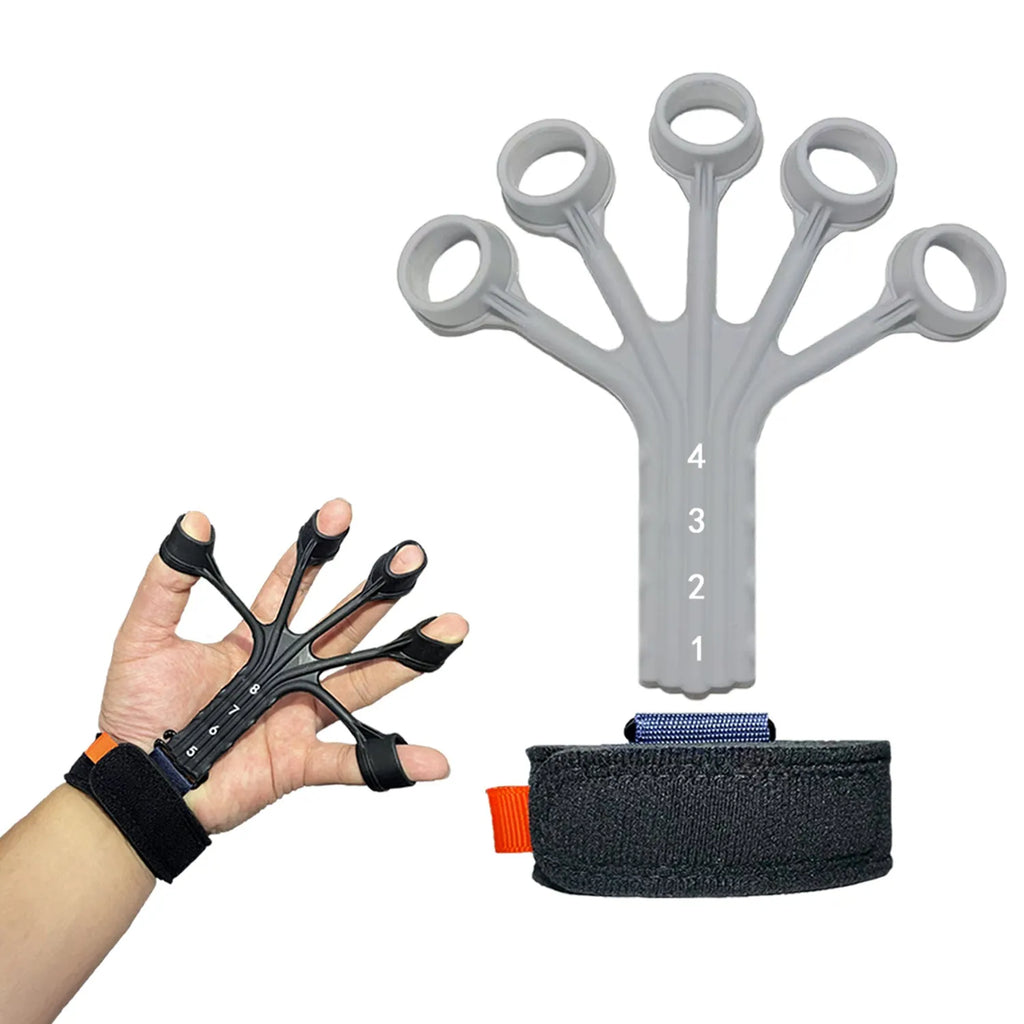 Silicone finger flexion and extension trainer with tension rope system for adult hand rehabilitation