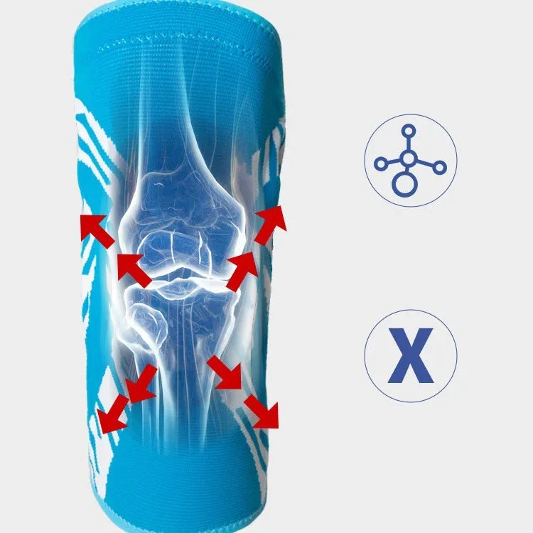 Men's pressurised basketball knee pads in black or blue with nylon construction for court protection
