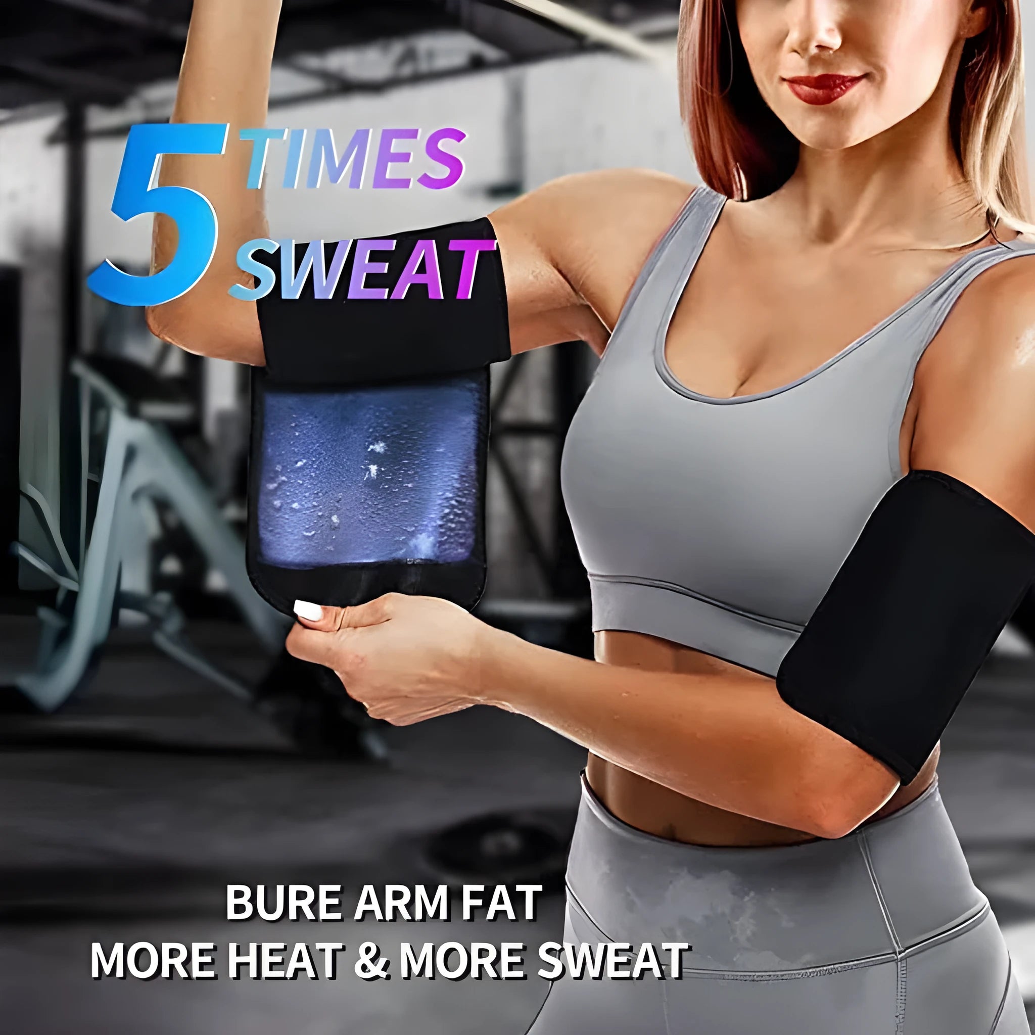 Sports arm sweatband in blue, silver, black and red, and black and yellow colours for comprehensive fitness.