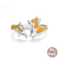 Silver cartoon corgi pet ring with electroplated finish for women's wear