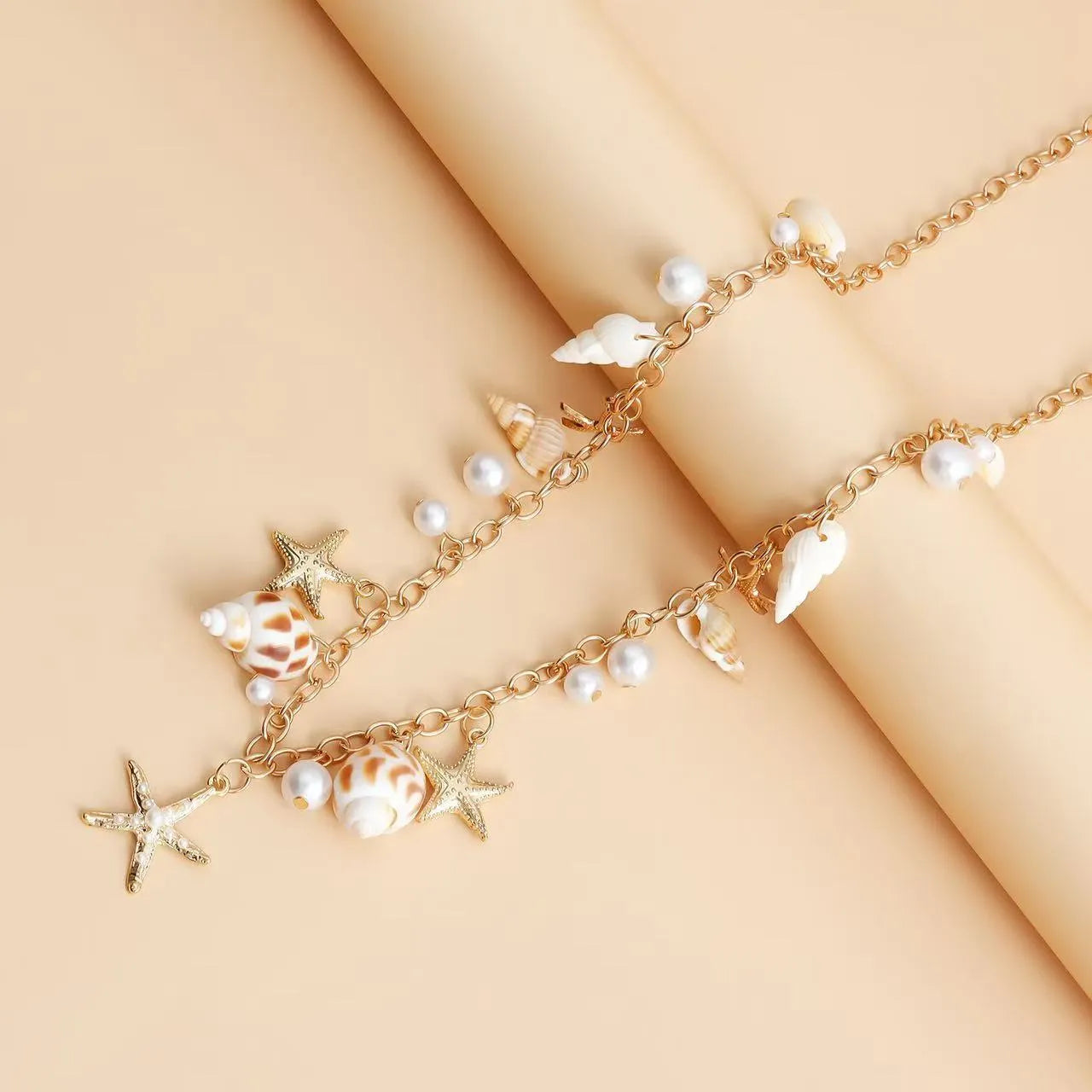 Women's summer beach waist chain and matching star bracelet set in alloy metal jewellery