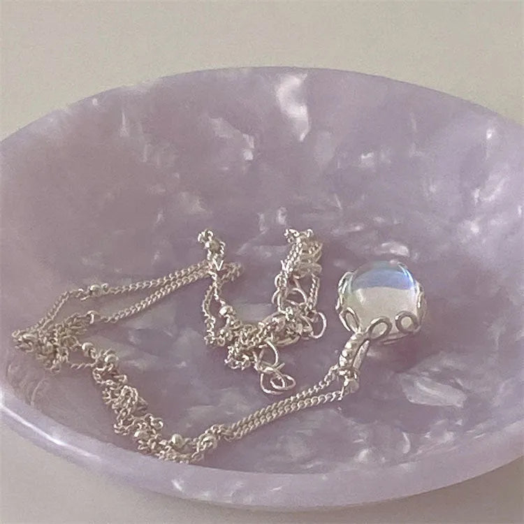 Women's silver geometric pendant necklace with adjustable curb chain in 925 sterling silver