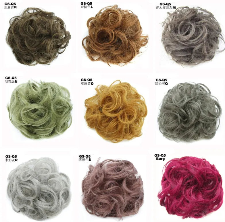 Synthetic wavy curly messy hair bun for women, 12cm diameter, thick hair style, available in multiple colours