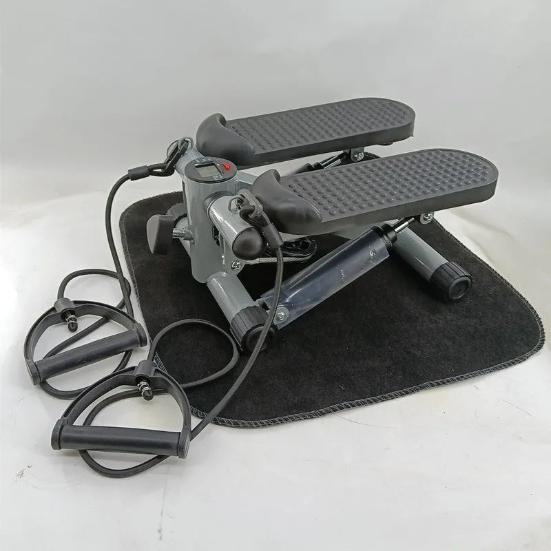 Silver grey hydraulic resistance mini treadmill with pedal components for home waist slimming exercise