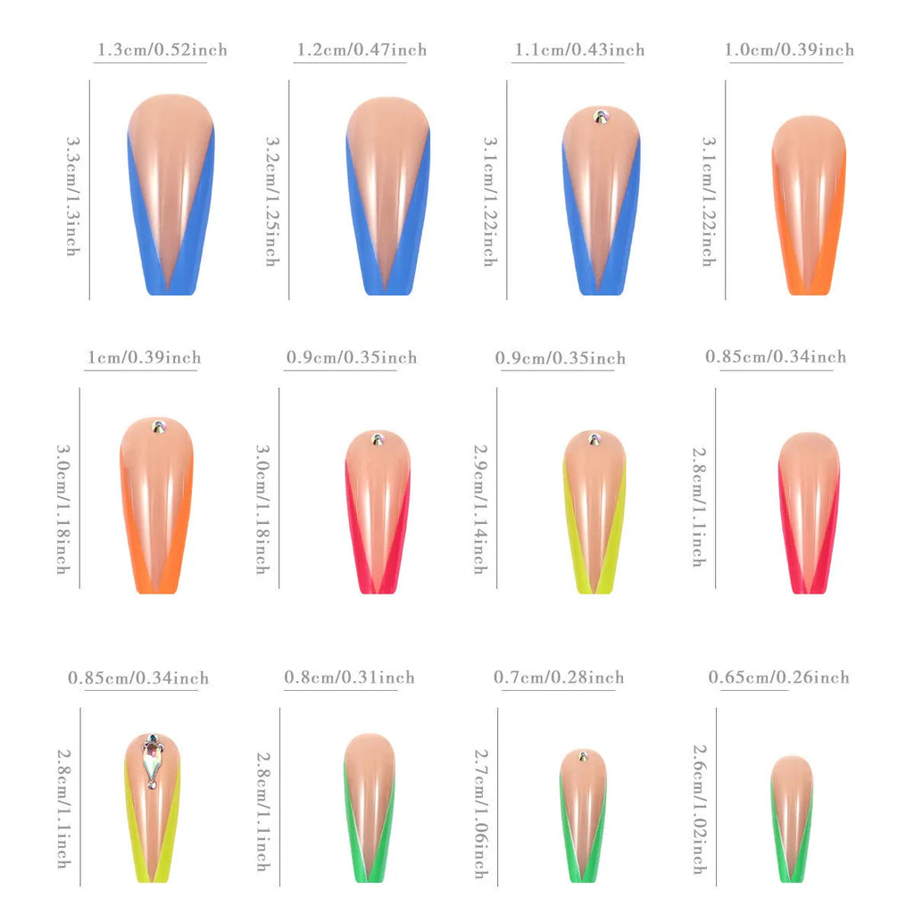Cartoon and love pattern glitter French false nail tips kit with jelly glue and filing strips.