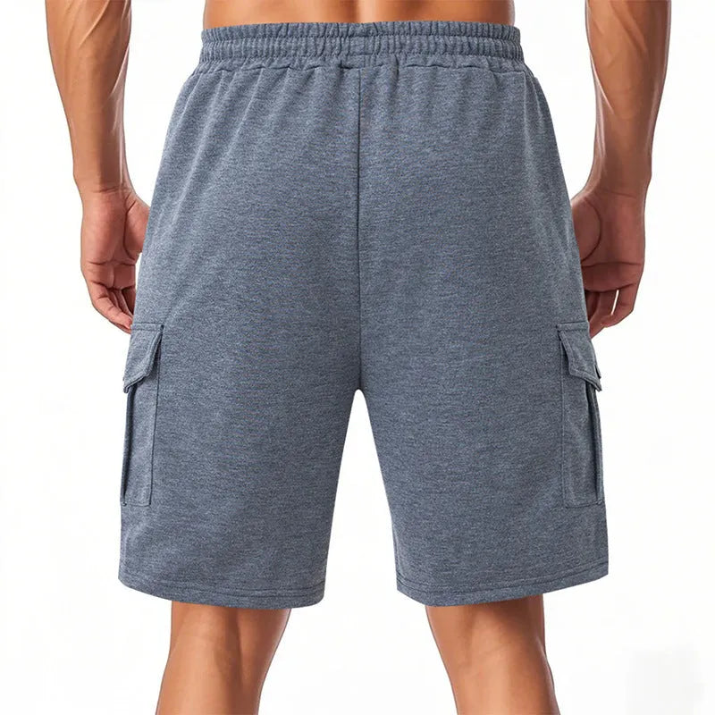 Terry fabric sports cargo shorts with multiple pockets in loose fit summer design