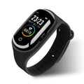 Blue silicone smart bracelet with 1-inch touch screen display and integrated earphones