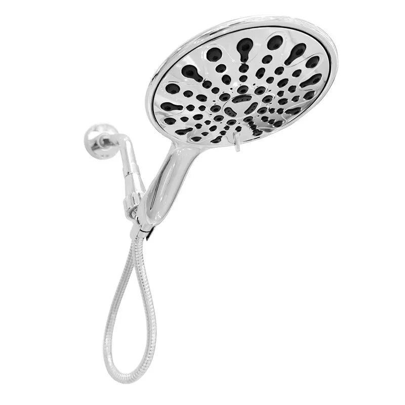 6-inch handheld shower head with six spray settings and electroplated finish