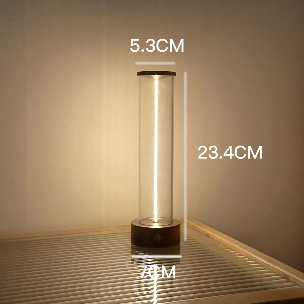 Modern glass LED light strip with magnetic base measuring 53mm by 234mm
