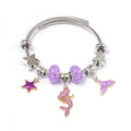DIY open-end adjustable blue ocean series mermaid pendant bracelet multi-colour beaded alloy jewellery for women