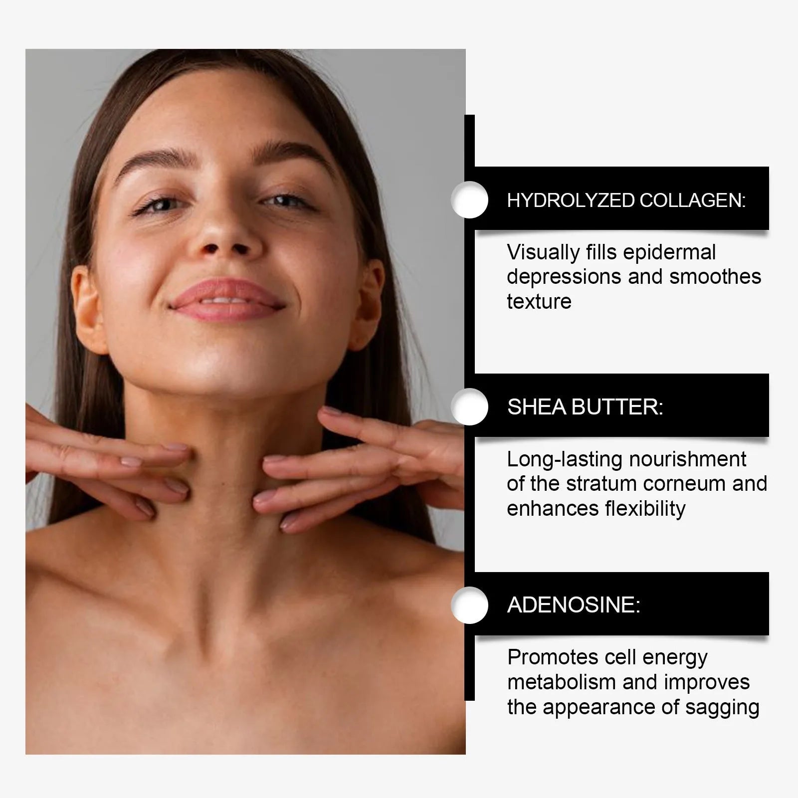 Lifting And Tightening Neck Cream 50g jar with hydrolyzed collagen and shea butter for neck skincare