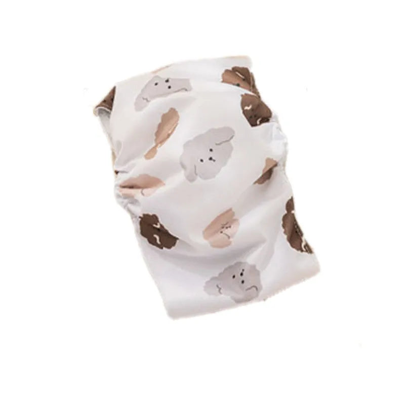 Reusable dog sanitary pant in cartoon print with fastener tape and elastic waistband for male dogs