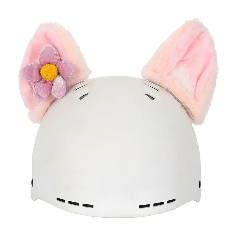 A medium-sized plush cartoon character helmet cover with a removable ear decoration.