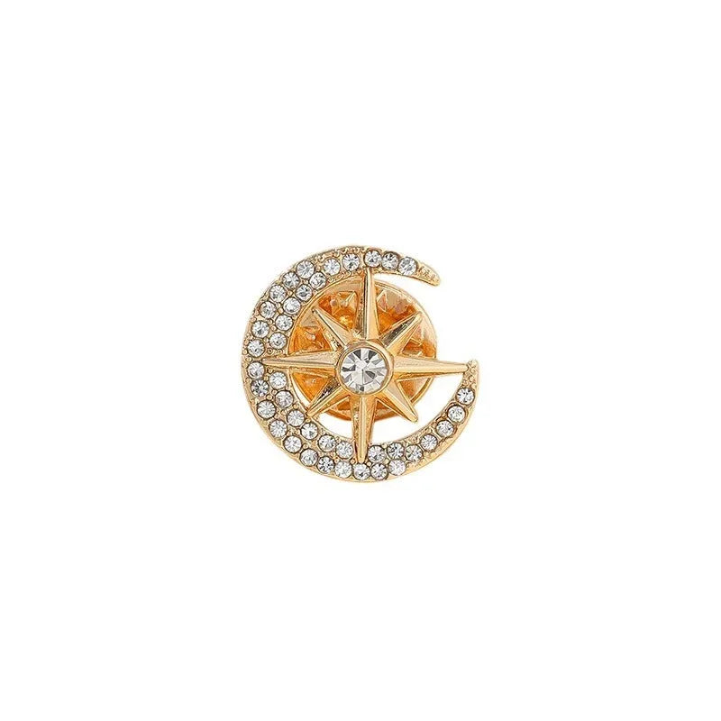 Gold and silver star-shaped zinc alloy brooch pin for suit decoration
