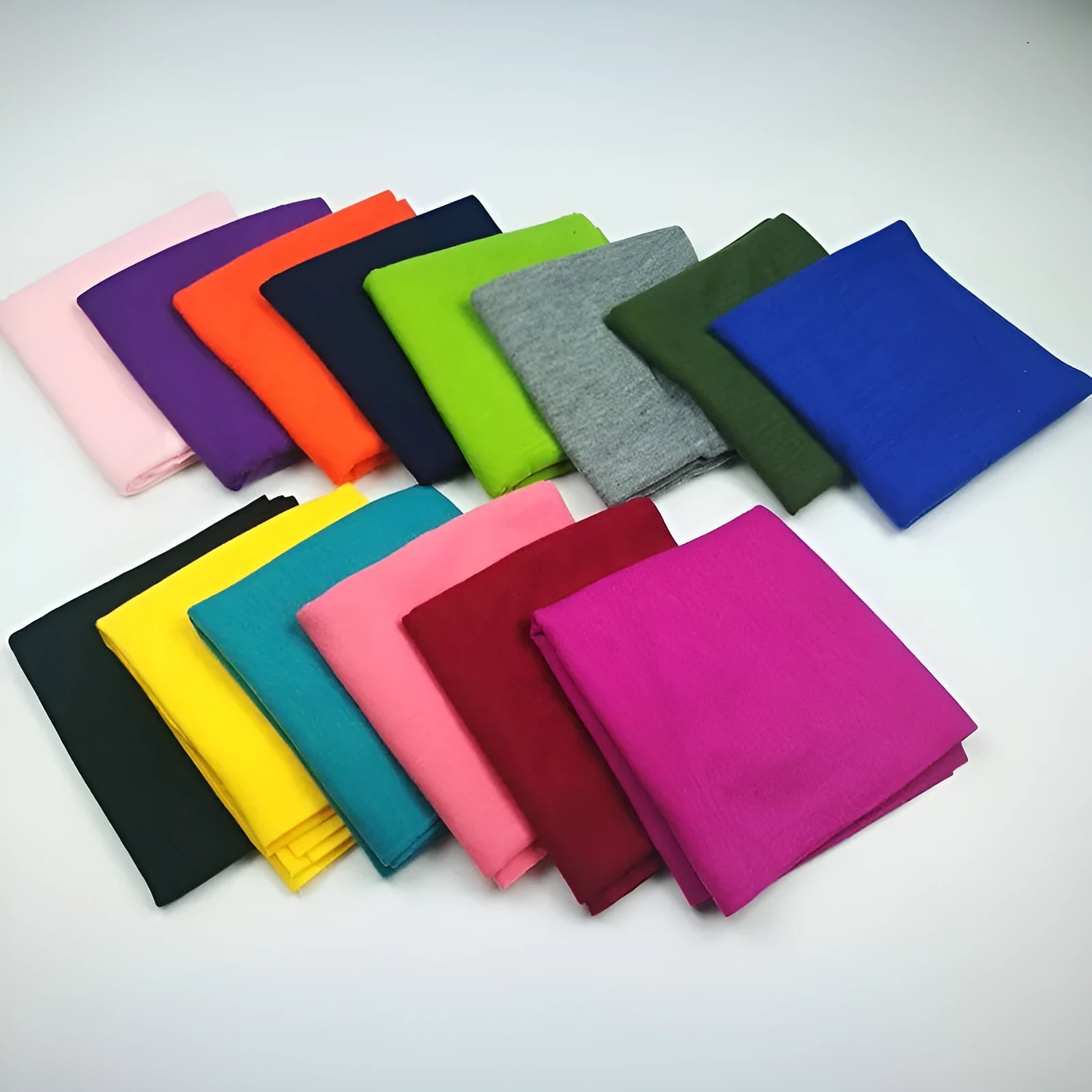 Polyester magic headscarf for outdoor sports shown in multiple colours on free size mannequin
