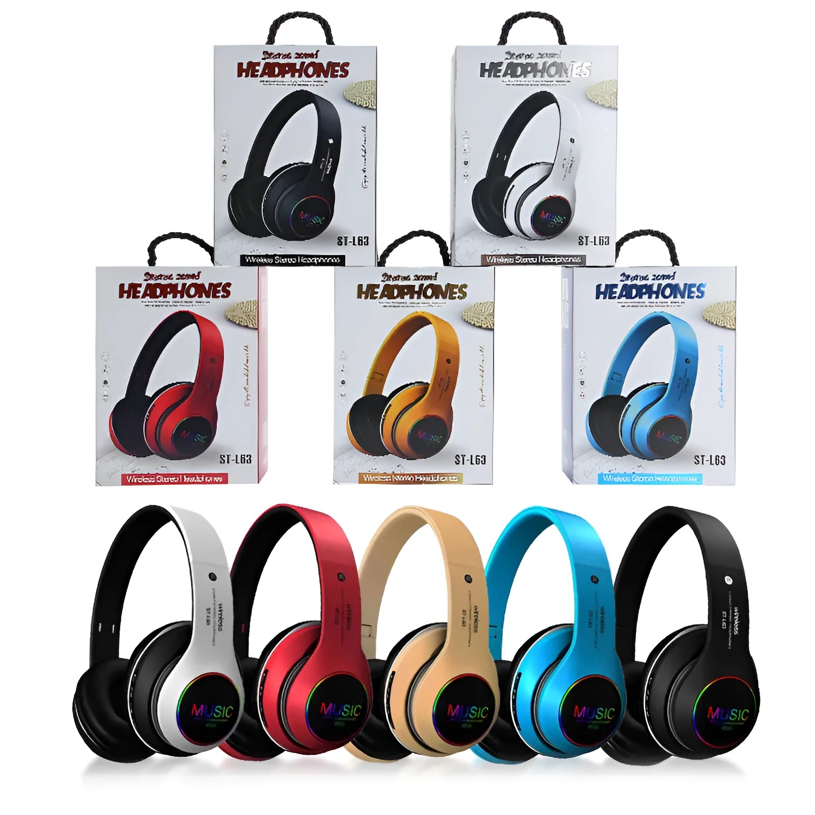 Explosive Bluetooth headset USB model in black with 40mm driver and Bluetooth 5.0